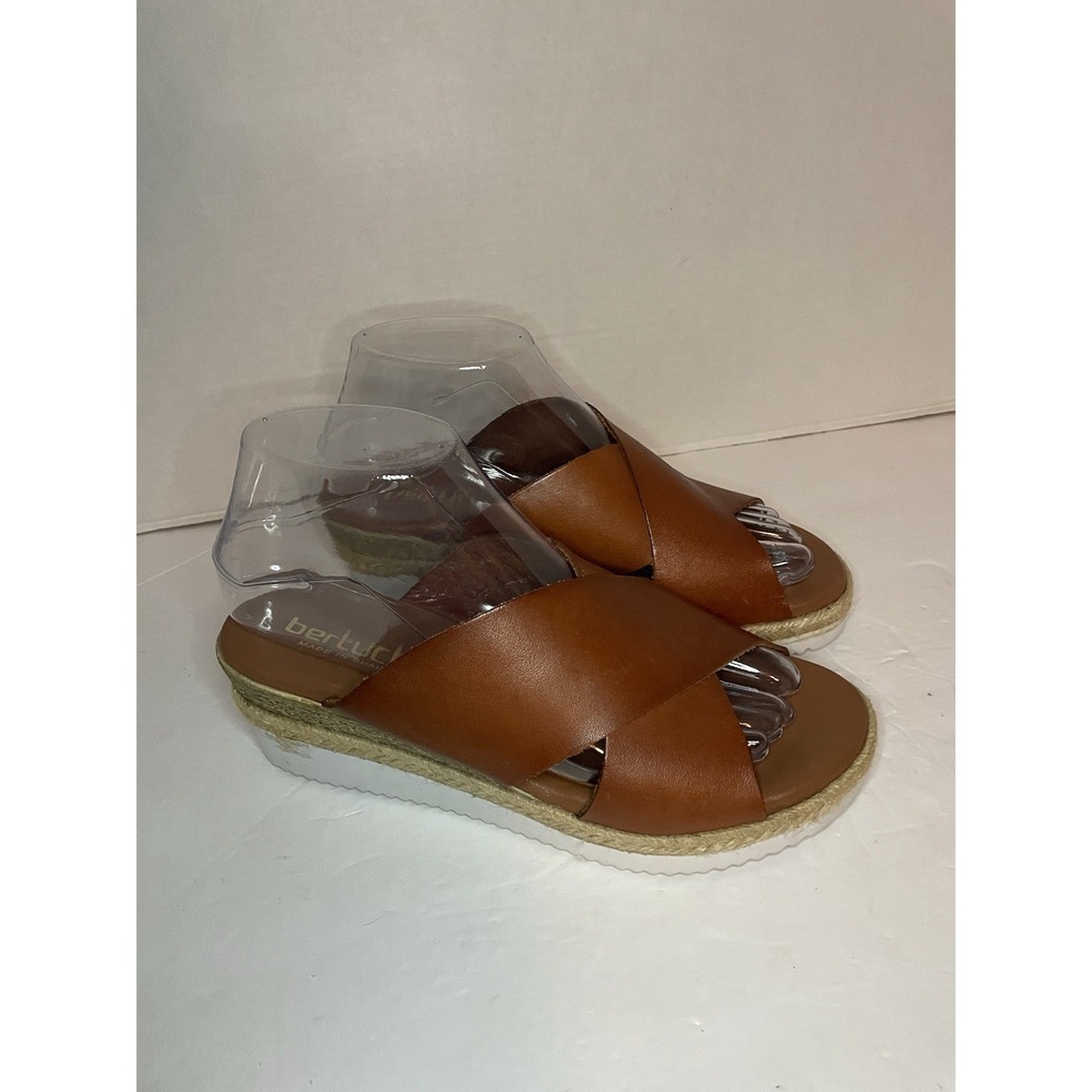 Bertuchi Women's Sandals Leather Slip On Wedge Brown Women's Size 7.5" US/38 EU - Picture 2 of 12